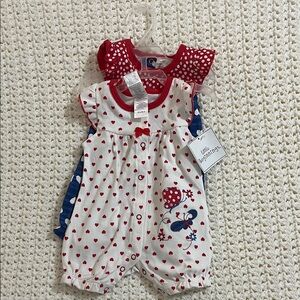 0-3 months Red White and Blue baby romper